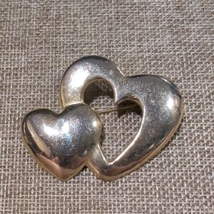 Vintage Double Heart Brooch